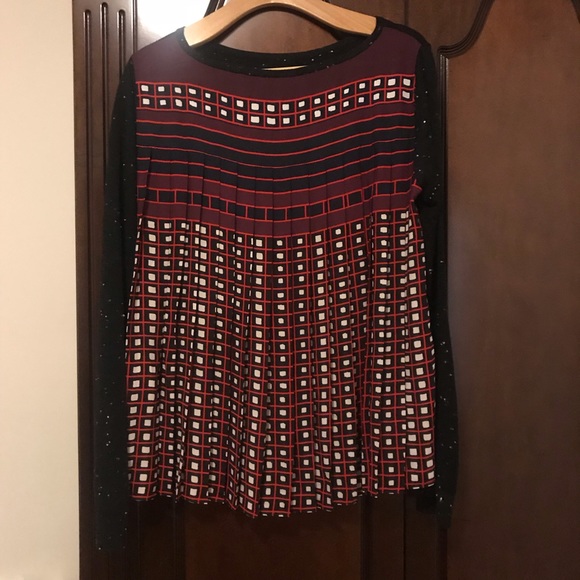 nwot • loft • square stripe pleated sweater - Picture 5 of 7